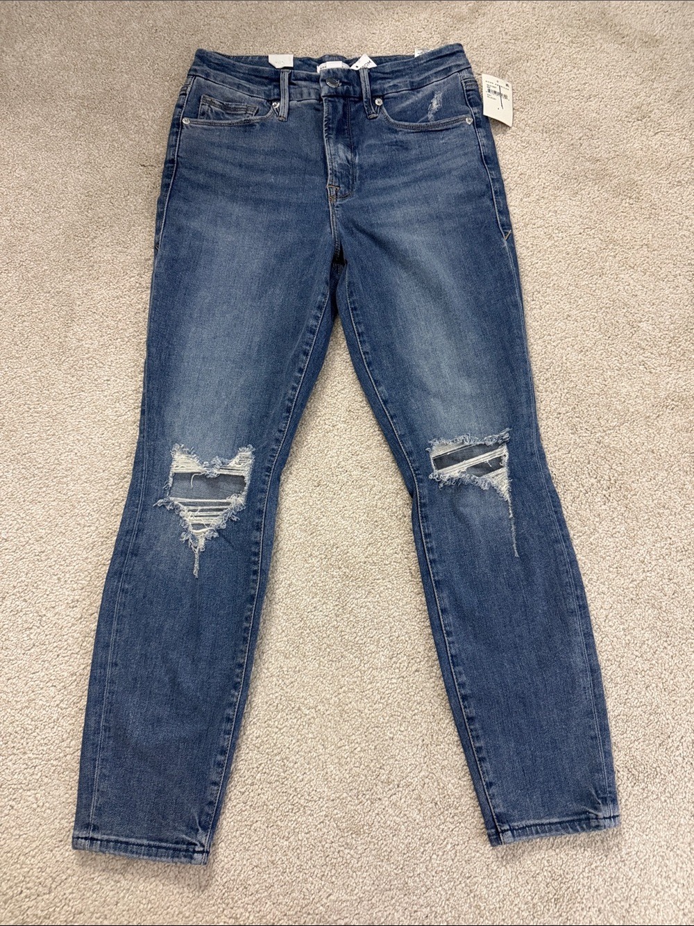 Good American Good Legs Crop Distressed High Rise Skinny Jeans